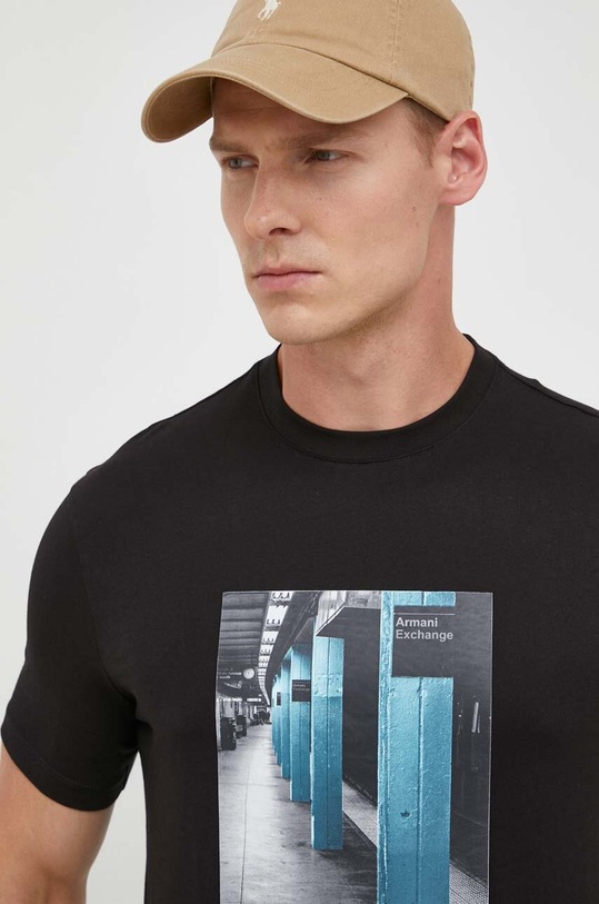 Памучна тениска Armani Exchange черен 6RZTLB.ZJBYZ