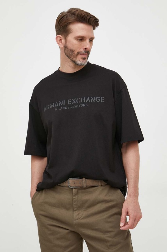 Armani Exchange t-shirt bawełniany czarny 6RZTLH.ZJ9JZ