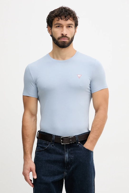 Guess t-shirt z elastanem niebieski M2YI24.J1314