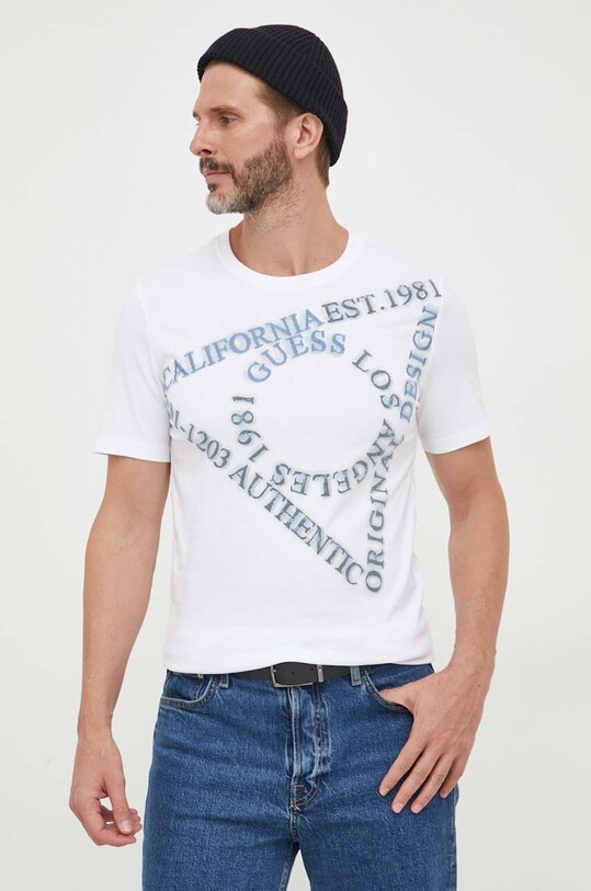 Guess t-shirt bawełniany nadruk biały M3BI13.I3Z14
