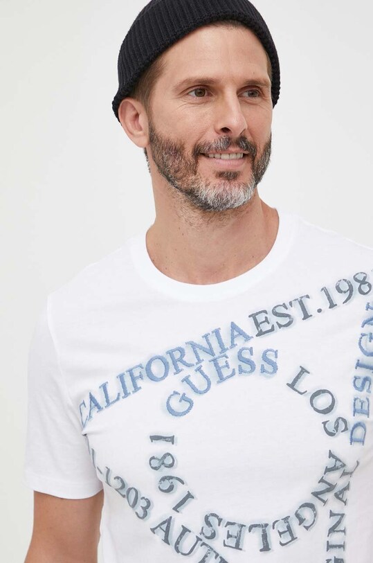 Guess t-shirt bawełniany biały M3BI13.I3Z14