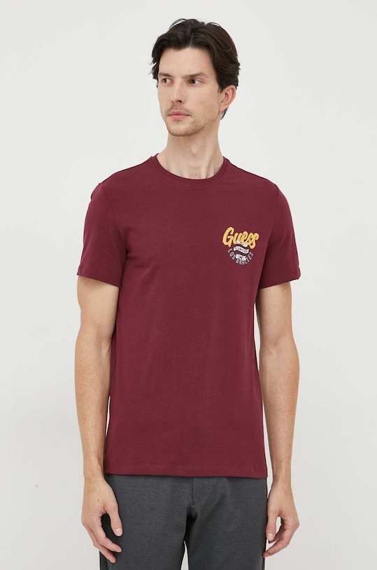 Μπλουζάκι Guess με ελαστάν μπορντό M3BI29.J1314