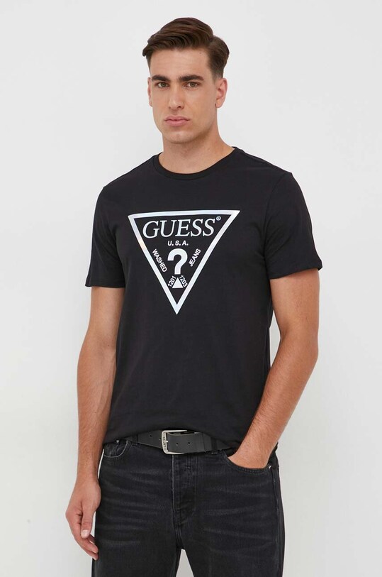 Guess t-shirt bawełniany nadruk czarny M3BI81.K9RM1