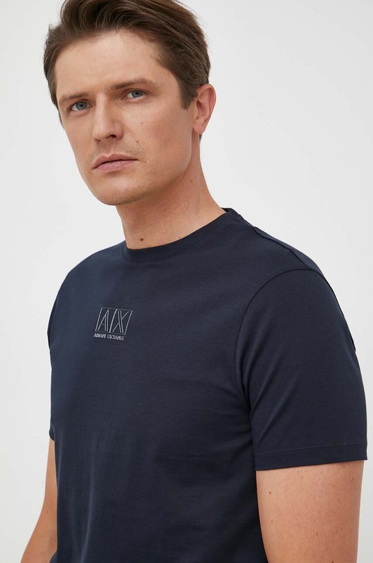 Armani Exchange t-shirt bawełniany nadruk granatowy 6RZTHF.ZJ9AZ