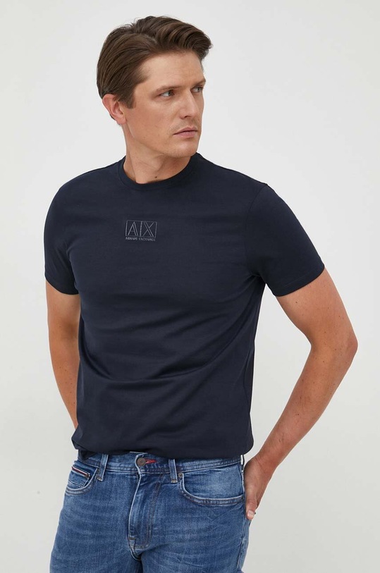 Armani Exchange t-shirt bawełniany granatowy 6RZTHF.ZJ9AZ