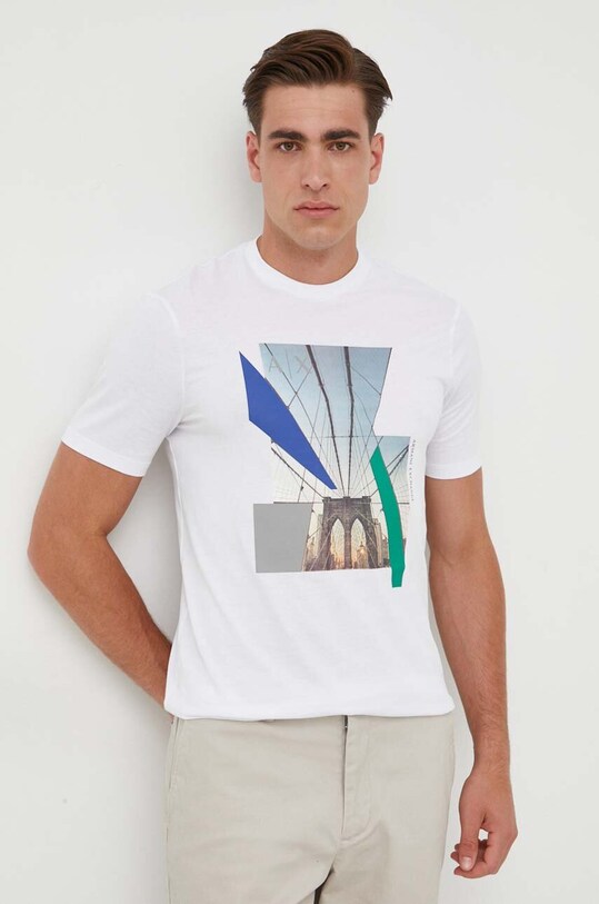 Bombažna kratka majica Armani Exchange Potisk bela 6RZTHQ.ZJBYZ