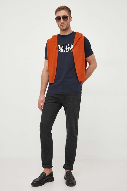 Armani Exchange t-shirt bawełniany 6RZTJC.ZJBYZ granatowy AW23