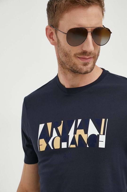 Armani Exchange t-shirt bawełniany granatowy 6RZTJC.ZJBYZ