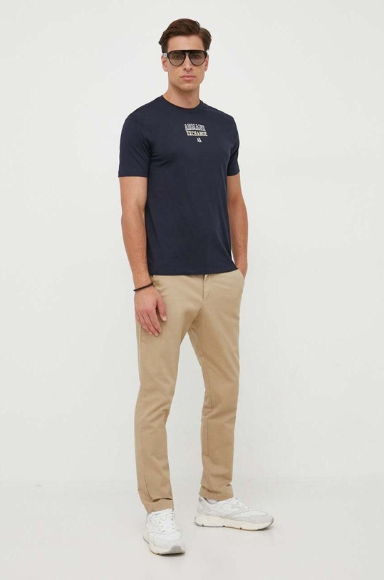 Armani Exchange t-shirt bawełniany 6RZTJG.ZJ8EZ granatowy AW23