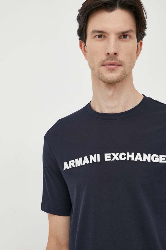 Armani Exchange t-shirt bawełniany granatowy 6RZTJM.ZJH4Z