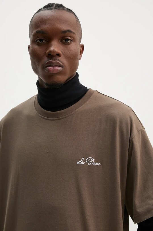 Les Deux t-shirt brązowy LDM101135
