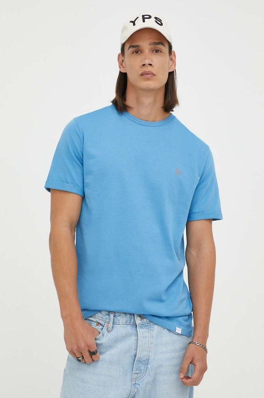 Les Deux t-shirt bawełniany niebieski LDM101155