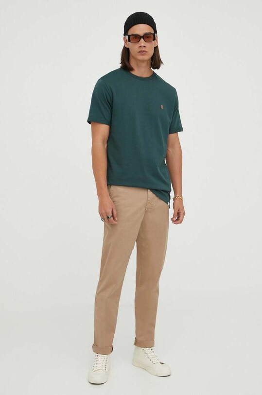 Les Deux t-shirt bawełniany LDM101155 zielony AW24