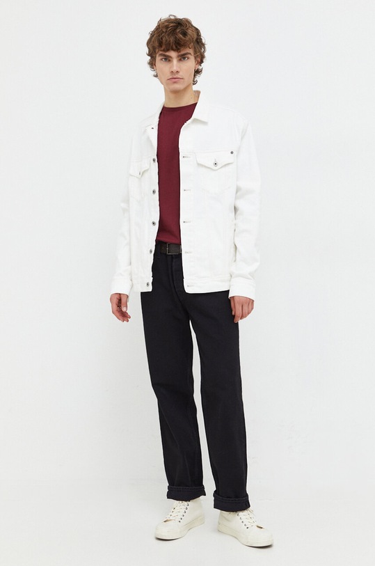 Les Deux t-shirt bawełniany LDM101155 bordowy AW24