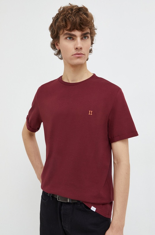 Les Deux t-shirt bawełniany bordowy LDM101155