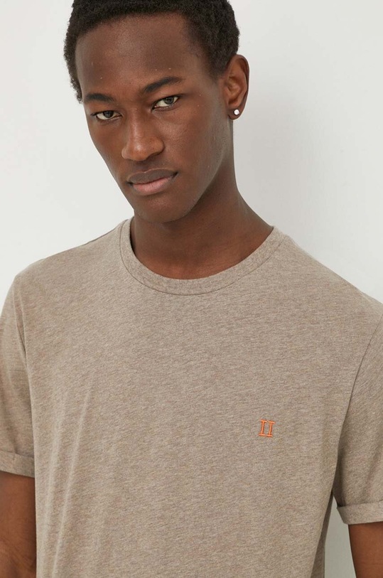 Les Deux t-shirt bawełniany brązowy LDM101155