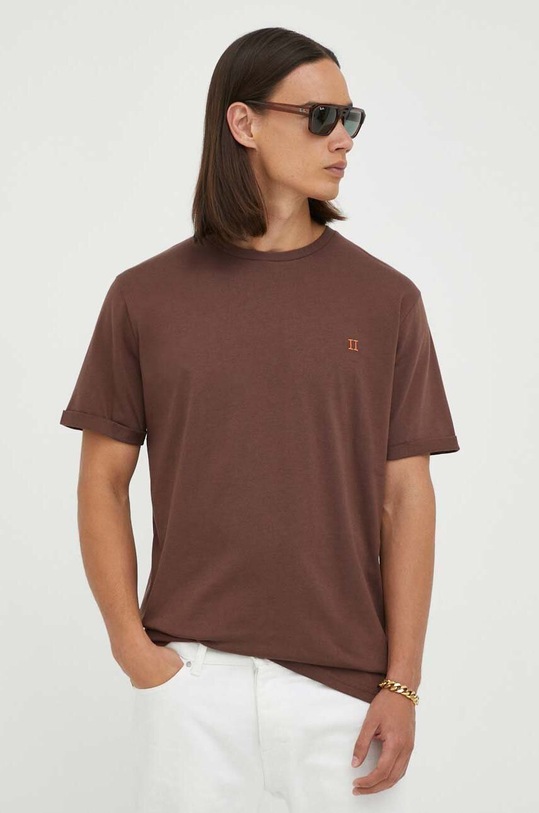 Les Deux t-shirt bawełniany bawełna brązowy LDM101155