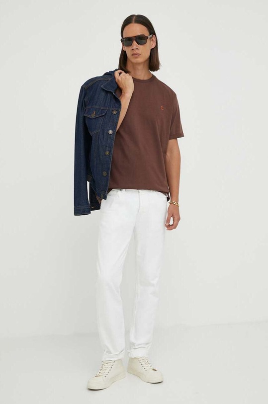 Les Deux t-shirt bawełniany LDM101155 brązowy AW24