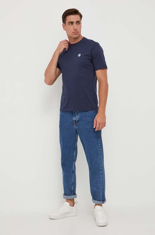 Βαμβακερό μπλουζάκι North Sails 692901 σκούρο μπλε AW23