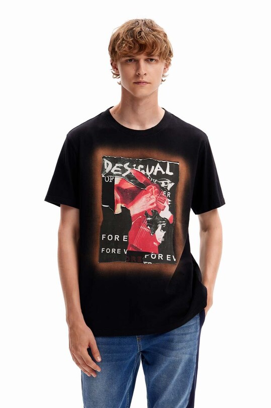 Бавовняна футболка Desigual бавовна чорний 23WMTK47
