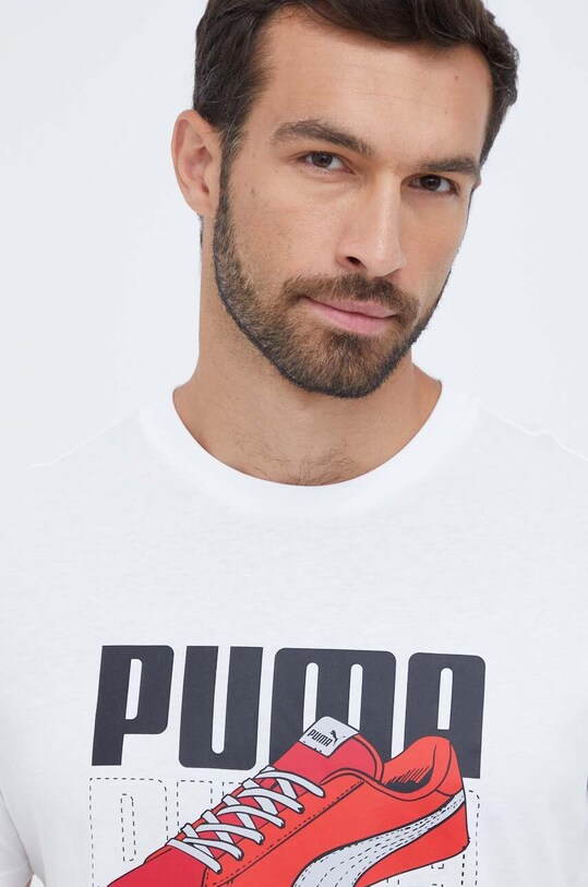 Puma t-shirt bawełniany biały 677186