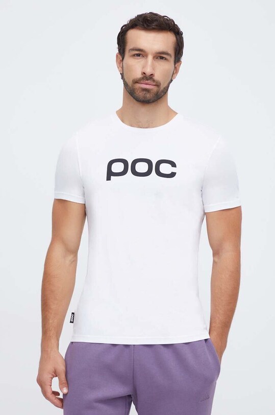Bombažna kratka majica POC Potisk bela 61602