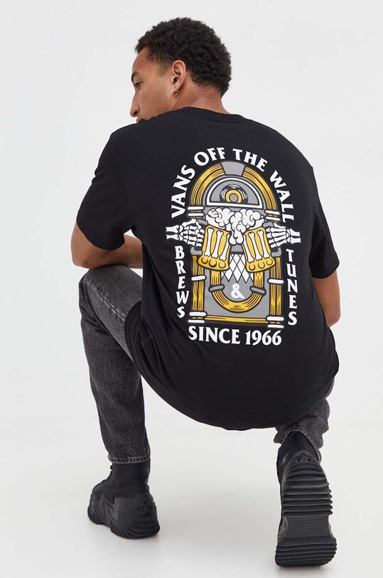 Vans t-shirt bawełniany nadruk czarny VN0008EXBLK1