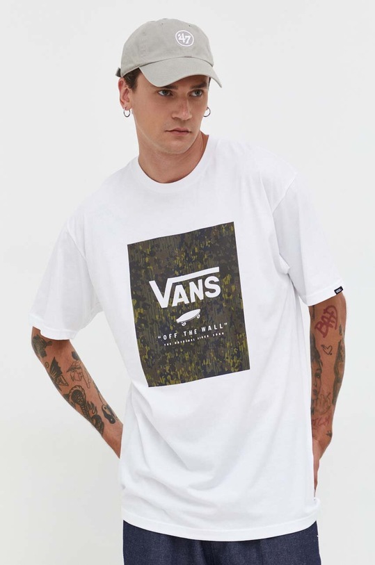 Βαμβακερό μπλουζάκι Vans VN0A5E7YCB71 λευκό AW23