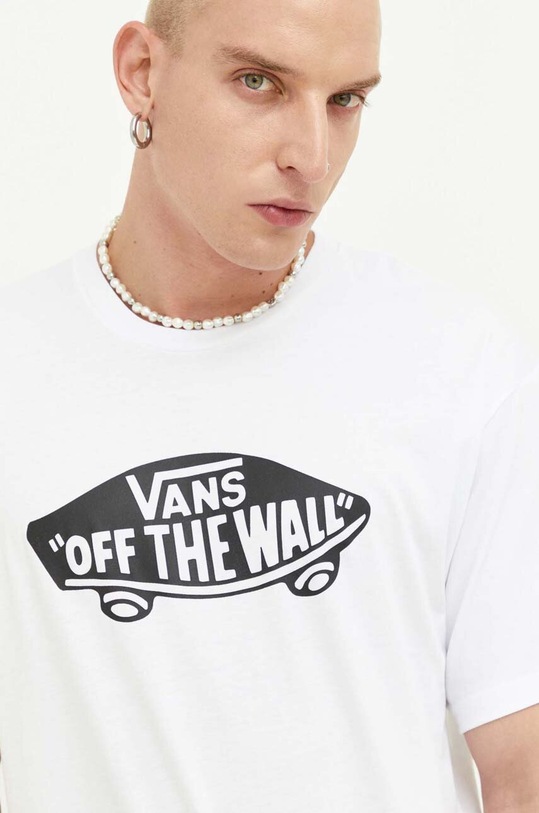 Βαμβακερό μπλουζάκι Vans λευκό VN00004XYB21