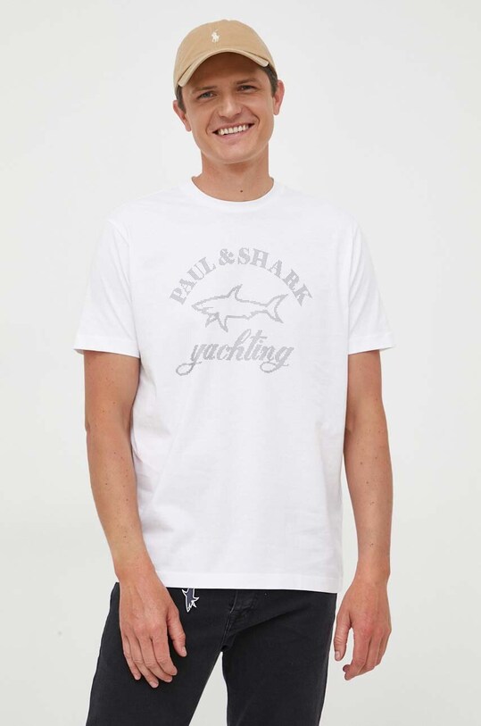 Paul&Shark t-shirt bawełniany biały 13311614