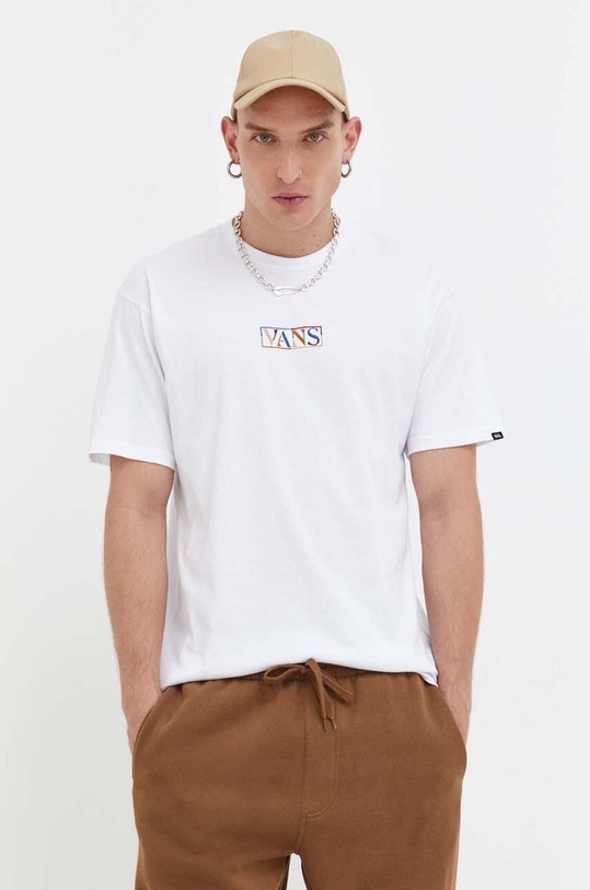 Βαμβακερό μπλουζάκι Vans βαμβάκι λευκό VN0008SQWHT1