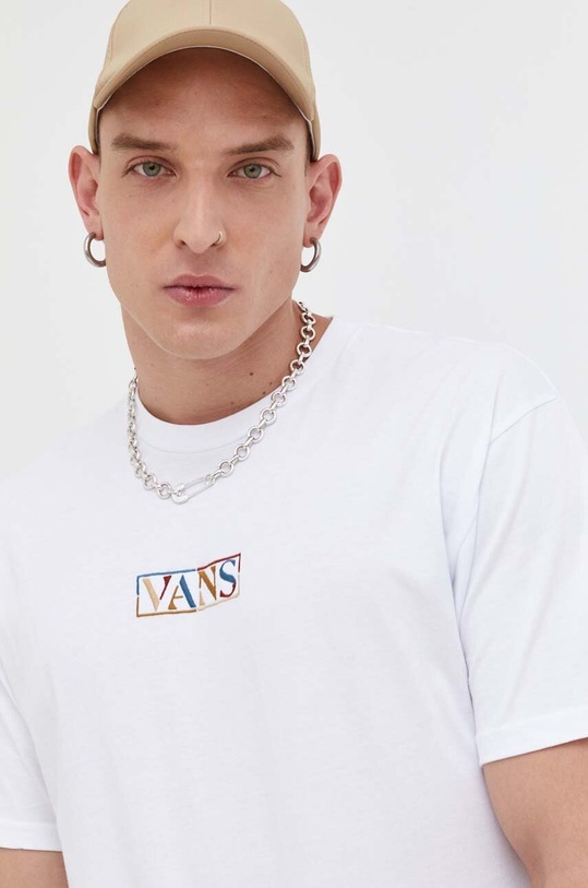 Βαμβακερό μπλουζάκι Vans λευκό VN0008SQWHT1