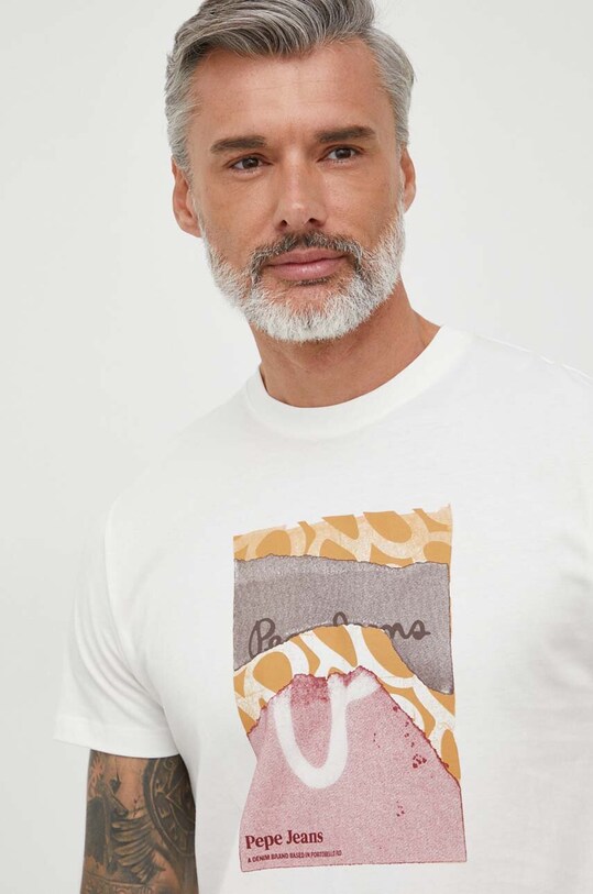 Pepe Jeans t-shirt bawełniany beżowy PM509105.803