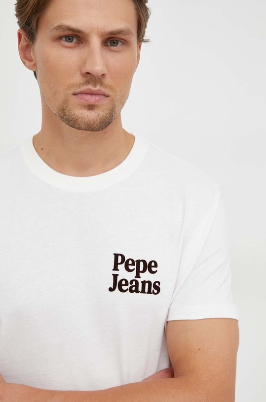 Ρούχα Βαμβακερό μπλουζάκι Pepe Jeans PM509113.803 μπεζ