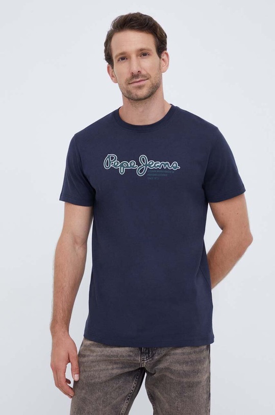 Bavlnené tričko Pepe Jeans Wido PM509126.594 tmavomodrá AW23