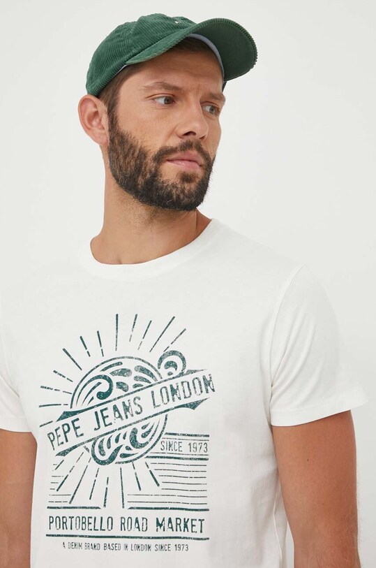 Pamučna majica Pepe Jeans Planet friendly bež PM509137.804