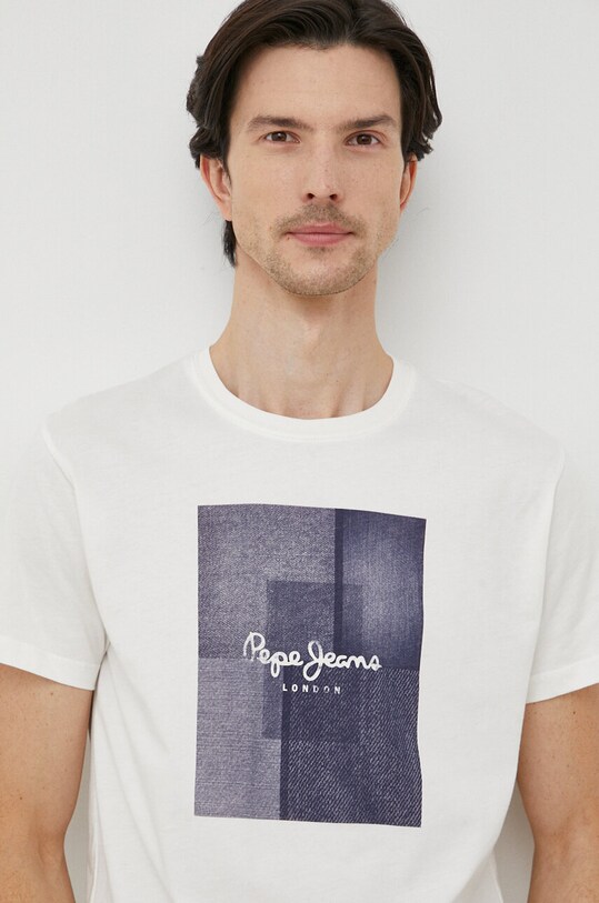 Pepe Jeans t-shirt bawełniany beżowy PM509121.803