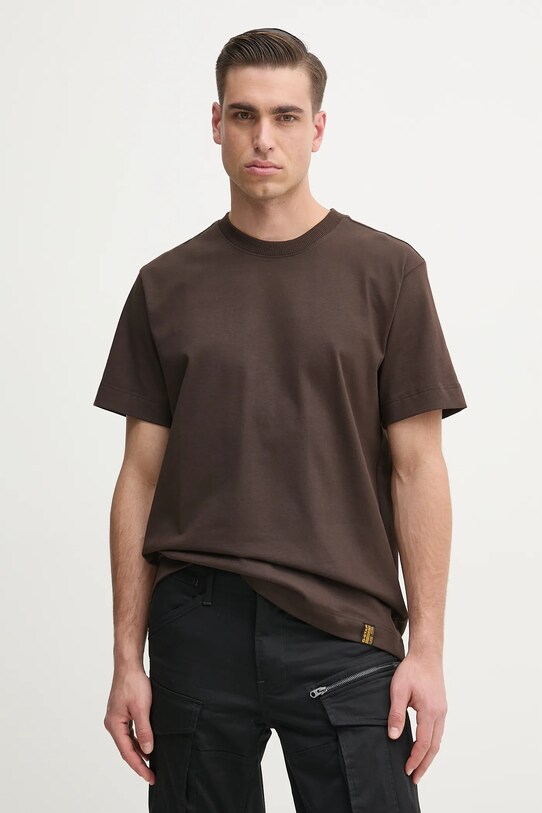 G-Star tricou din bumbac uni maro D23471.C784