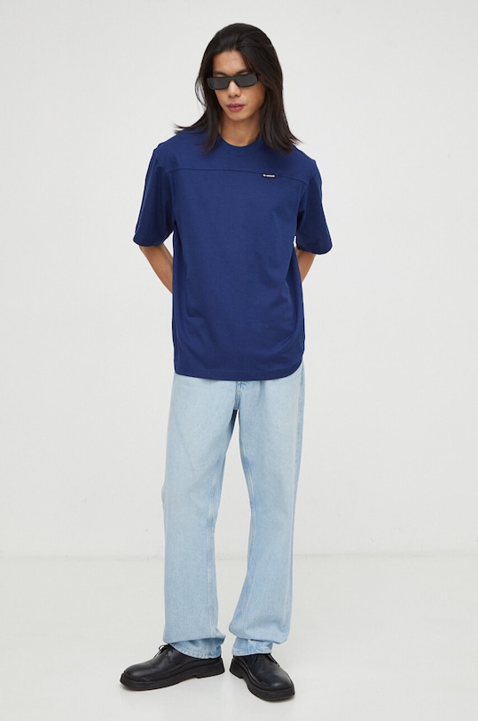 G-Star t-shirt bawełniany D23726.C336 granatowy AW23