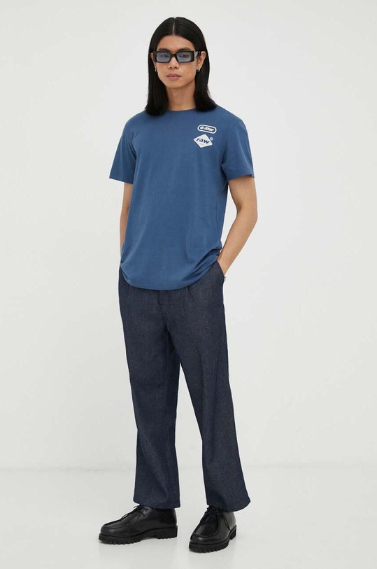 G-Star t-shirt bawełniany D23712.336 granatowy AW23