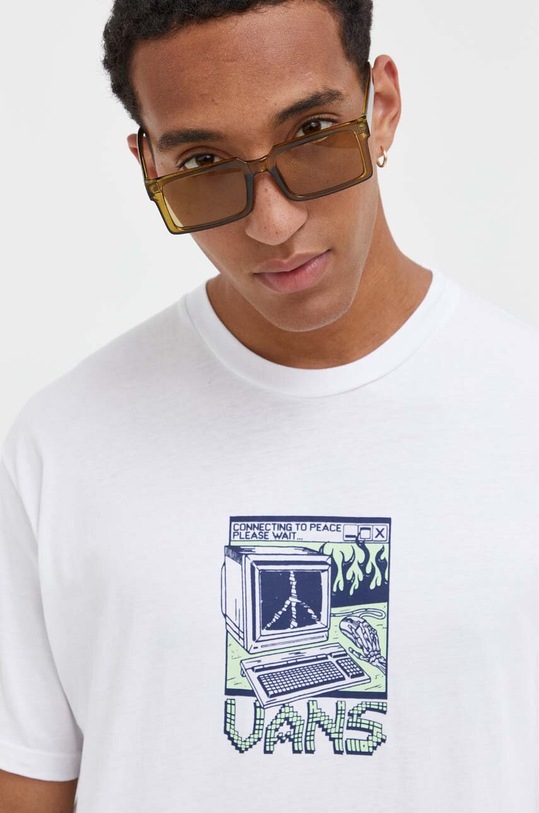Βαμβακερό μπλουζάκι Vans λευκό VN0008T9WHT1
