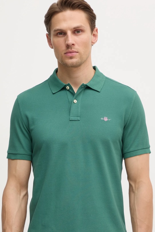 Хлопковое поло Gant зелёный 2220