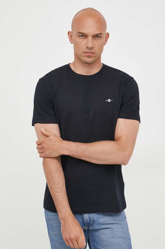 Gant tricou din bumbac uni negru 2003184