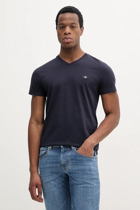 Gant t-shirt bawełniany granatowy 2003186