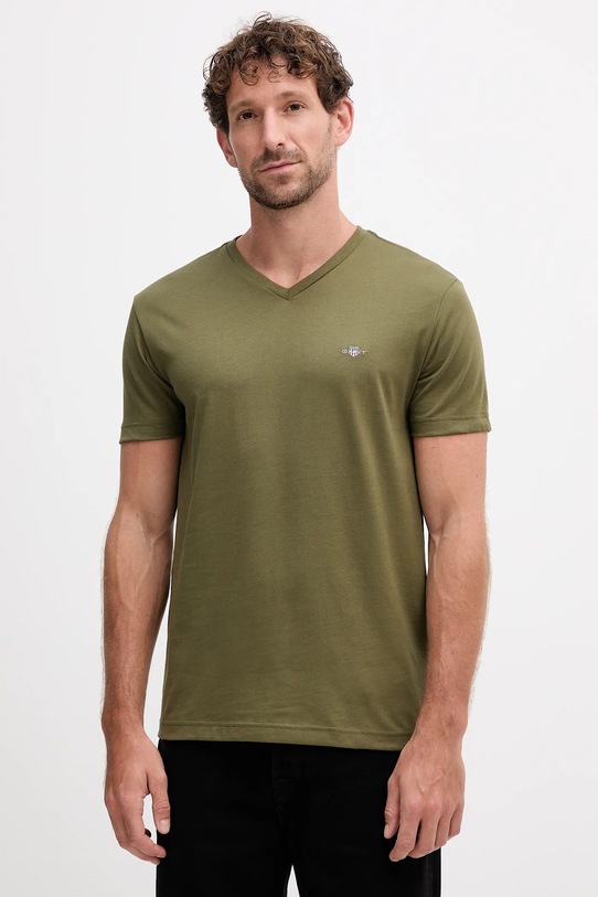 Gant t-shirt bawełniany zielony 2003186