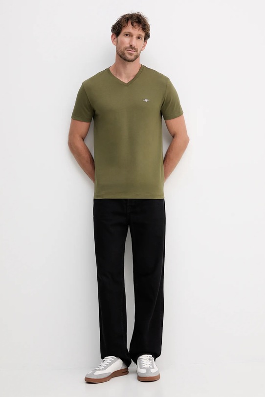 Gant t-shirt bawełniany 2003186 zielony AW25