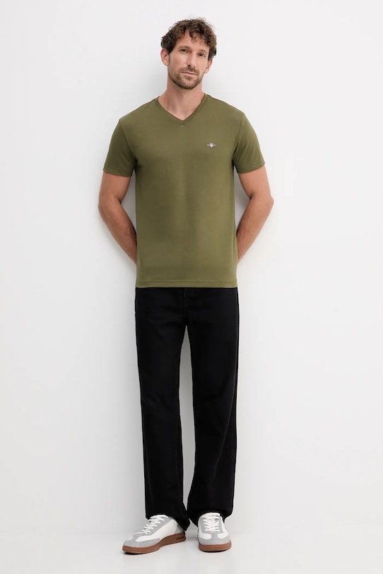 Gant t-shirt bawełniany 2003186 zielony AW25