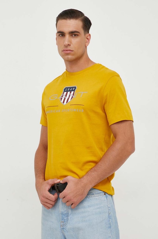 Gant t-shirt bawełniany żółty 2003199