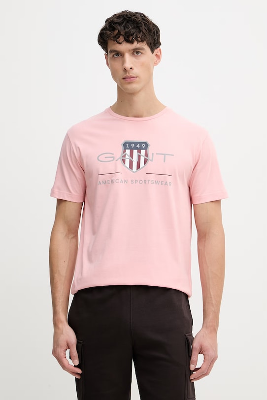 Gant t-shirt bawełniany różowy 2003199