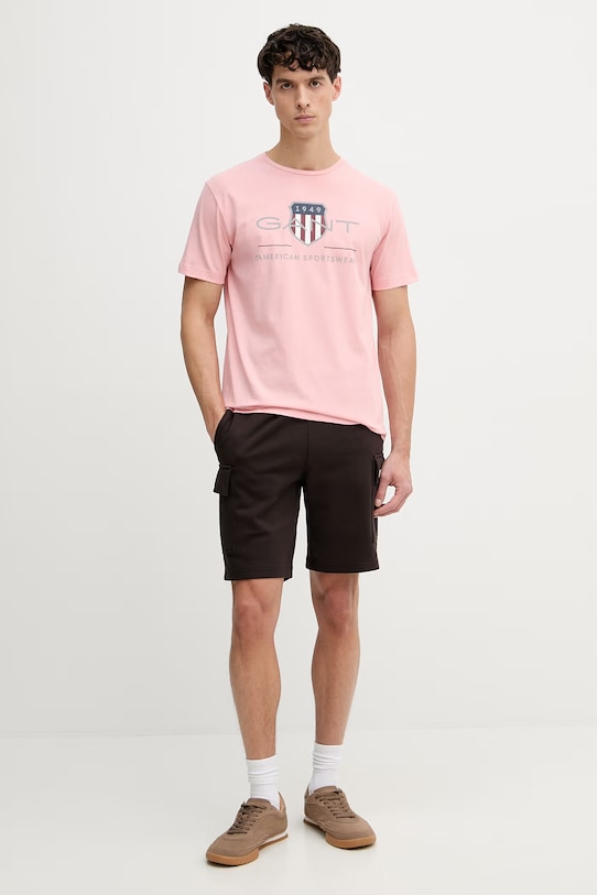 Gant t-shirt bawełniany 2003199 różowy SS26